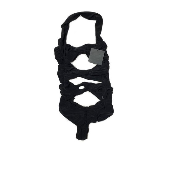 Norma KAMALI HIGH LEG PEEKABOO MIO BLACK - Picture 6 of 7